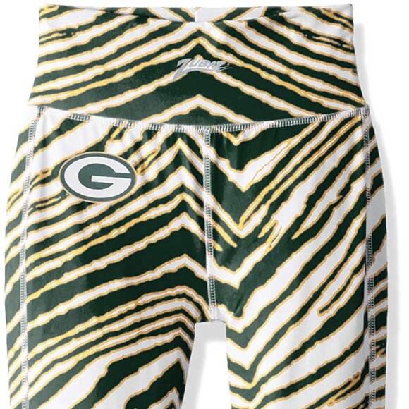 Green Bay Packers Majestic Zubaz Women's Zebra Print Leggings Small - Picture 1 of 7